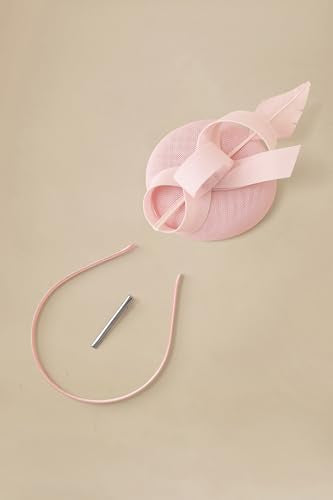 BABEYOND Fascinators Hats for Women Pillbox Feather Derby Tea Party Hat - color: Light Pink