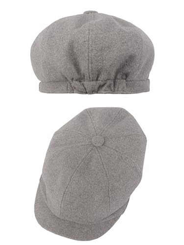 Adult 1920s Newsboy Cap for Men British Gangster Style Costume Baker Wool 8-piece Cap Halloween - color: Grey, size: L (23.6")