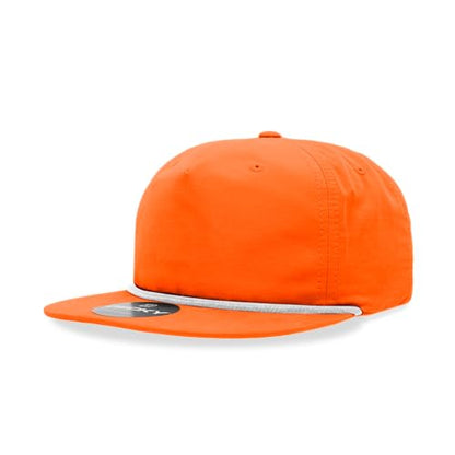 5 Panel High Profile Relaxed Cotton Blend Rope Hat - color: Orange