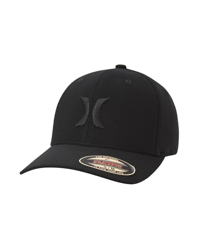 Hurley Men's Caps - One & Only Flexfit Baseball Cap - Fitted Hats for Men (S-XL) - color: Black (Black), size: Small-Medium