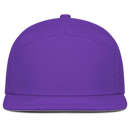 4 Inclusive Sizes Performance Flat Brim Trucker Hat Men Women, 7 Panel Snapback Running - color: 75.purple