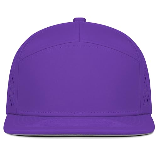 4 Inclusive Sizes Flat Bill Performance Trucker Hat Men Women, 7 Panel Snapback Running - color: 25.purple