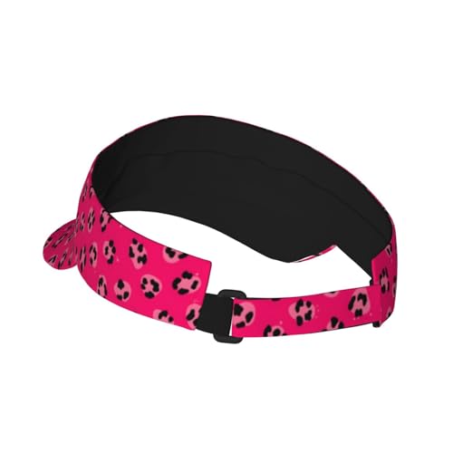 Adjustable Lightweight Open Top Sports Sun Visor Hat Cap for Golf Tennis - color: Pink Cheetah