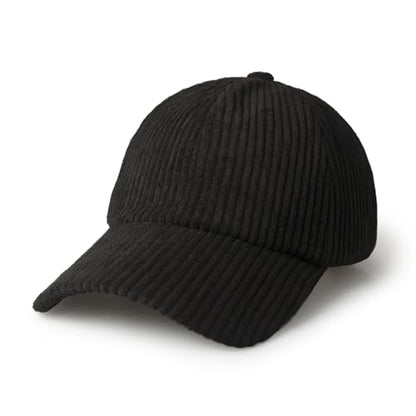 CHOK.LIDS Corduroy Baseball Cap Dad Hat Adjustable Polo Style Curved Brim - color: Black