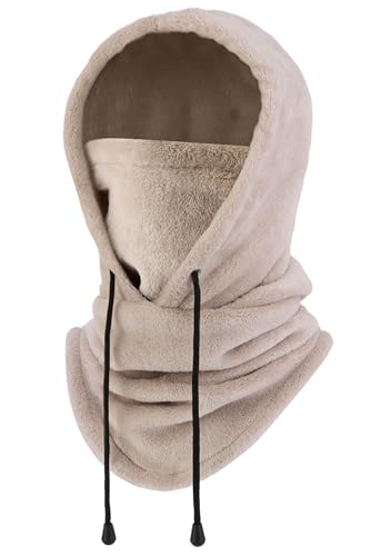 Balaclava Ski Mask Winter Windproof Fleece Face Mask for Men and Women Thermal Cold Weather Gear Motorcycle Hood - color: Khaki