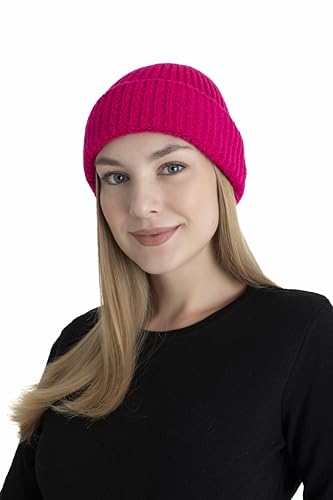 Seamless Beanie Cap, Acrylic Unisex Winter Beanie - color: Pink