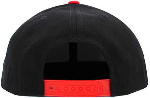 KBETHOS Classic Snapback Hat Blank Cap Underbrim Cotton Wool Blend Flat Visor Adjustable Unisex - color: Black Red
