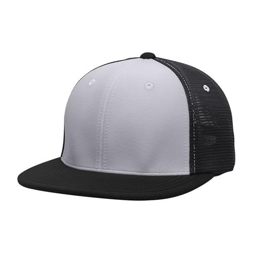 Pacific Headwear Unisex-Adult Pacific Headwear Premium M2 Performance Trucker Flexfit® Cap - color: Silver/Black/Black, size: X-Small