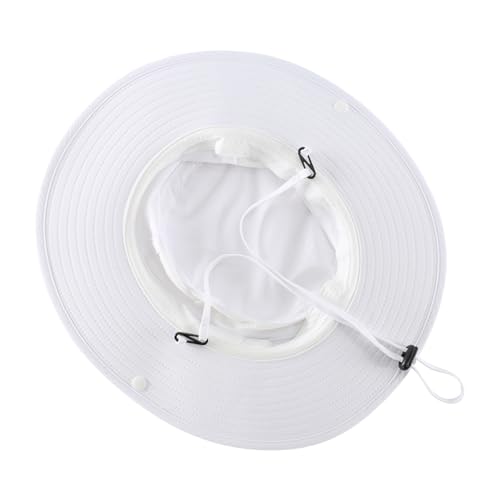 Home Prefer UPF50+ Mens Sun Hat Wide Brim Womens UV Protection Beach Bucket Hat for Fishing Hiking Snap Up Cowboy Hat - color: White