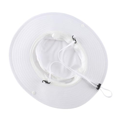 Home Prefer UPF50+ Mens Sun Hat Wide Brim Womens UV Protection Beach Bucket Hat for Fishing Hiking Snap Up Cowboy Hat - color: White