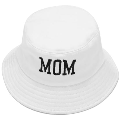 XYIYI Fashion Embroidery Bucket Hat Cotton Beach Fisherman Hats for Women Girls - color: Mom White