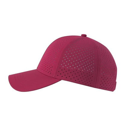 FEINION Men Laser Mesh Breathable Snapback Baseball Cap - color: Burgundy