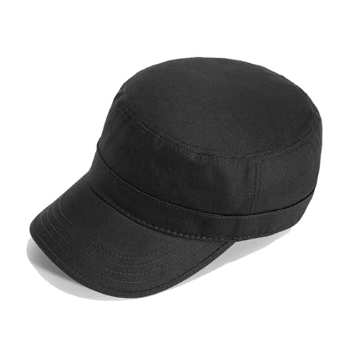 M,XL, XXL Military Hat, Big Head 22"-25" Cadet Army Cap for Men, Solid Cotton Flat Top Cap for Outdoor - color: Black, size: XX-Large