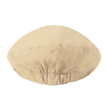 ZLYC Men Cotton Flat Cap Summer Scally Newsboy Beret Driver Hat - color: Solid Beige