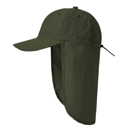 American Trends Mens Sun Hat with Neck Flap, UV Protection Outdoor Flap Hat, Packable Soft Fishing Hiking Gardening Hat - color: Green