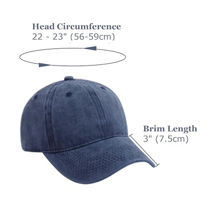 TOPTIE Washed Cotton Dad Baseball Cap - Low Profile Adjustable Hat - color: Gray