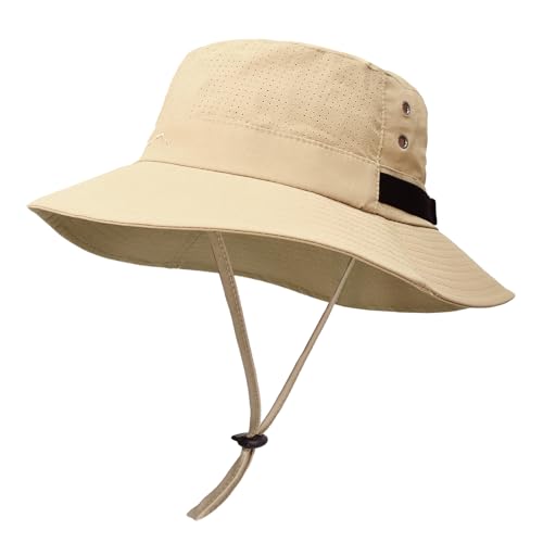 Sun Bucket Hat for Men Women Fishing Beach Safari Hats for Golf Hiking Hunting Outdoor UPF 50+ - color: Beige