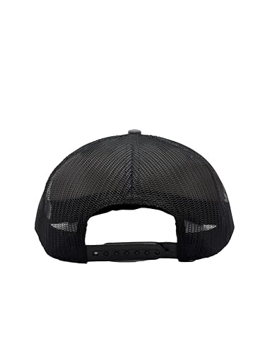 Ashen Fane Faux Suede Polyester Blend 5 Panel Classic Flat or Round Visor Adjustable Snapback Mesh Back Trucker Hat - color: Flat - Charcoal