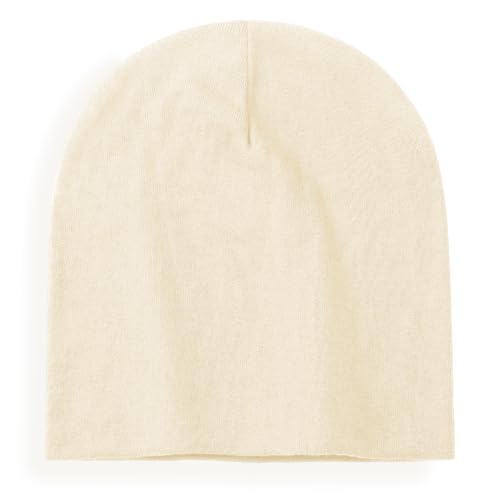 vidsel 100% Cotton Slouchy Beanie for Women Men, Thin Beanies Winter Hat - color: Beige