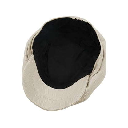 Newsboy Hats for Men Flat Cap Cotton Caps for Men Classic 8 Panel Ivy Hat Driver Cap for Women (Cotton, Denim) - color: Beige