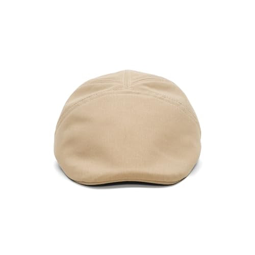Sterkowski Ivy Five Newsboy | 100% Softened Cotton Flat Cap for Men | Breathable Airy 5 Panels Cap Without Lining - color: Beige, size: 7 5/8