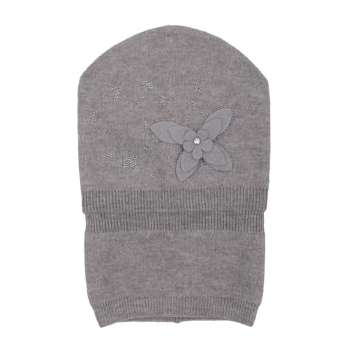 ZLYC Women Floral Slouchy Beanie Hat Double Layer Winter Knit Skull Cap - color: Butterfly Gray