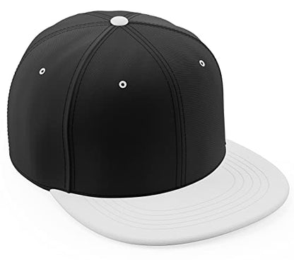 Daxton Classic Blank Snapback Flat Bill Visor Hat Cap One Size Adjustable Back - color: Black White