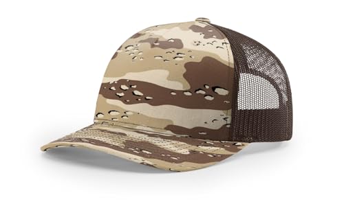 Printed Five-Panel Trucker Hat by Cotton Paperie - color: Desert Camo/ Brown