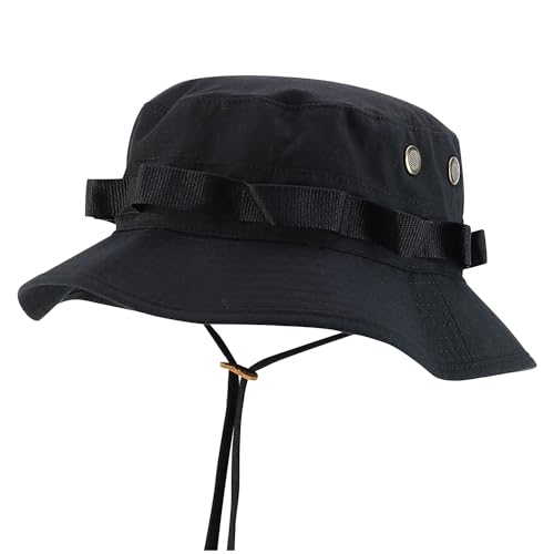 Armycrew Ripstop Fabric Jungle Combat Boonie Hat Fits upto 2XL - color: Black, size: X-Large