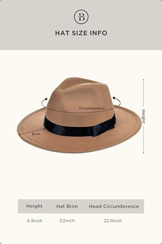 BABEYOND 1920s Fedora Hat for Men Gatsby Wide Brim Hat Felt Panama Cap - color: Camel