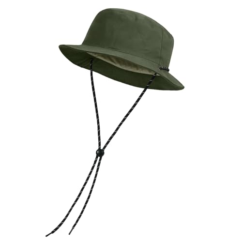 Clakllie Reversible Packable Boonie Fishing Hat UV Protection Sun Beach Hat - color: Bk2601-khakigreen