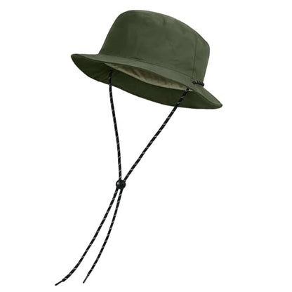 Clakllie Reversible Packable Boonie Fishing Hat UV Protection Sun Beach Hat - color: Bk2601-khakigreen