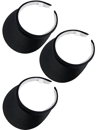 3 Pack Sports Sun Visor Hat Women Men Adjustable Clip On Visors Outdoor Golf Beach Cap - color: Black