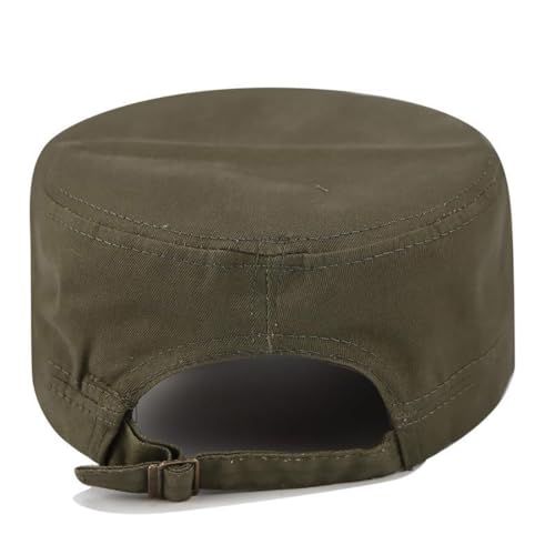 Adjustable Flat Top Cap Military Style Baseball Cap Plain Cadet Army Hat Vintage Basic Baseball Hat Navy Blue - color: Navy Blue