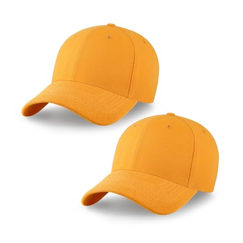 2-Pack Classic Structured Baseball Cap Adjustable Snapback Ball Caps - color: Gold