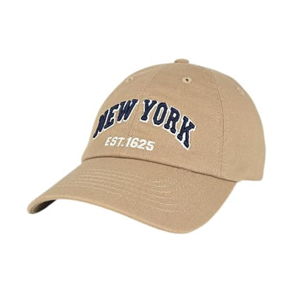 E BY ELIDAN NY Dad Hat, New York EST.1625 Cotton Baseball Cap Women & Men - color: Khaki Navy
