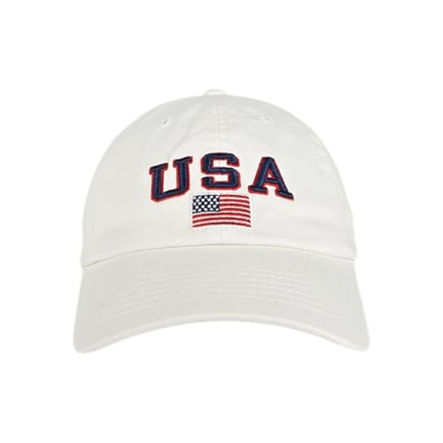 E BY ELIDAN USA Hat, Embroidered American Flag Baseball Cap for Men Women - color: White With Usa Flag