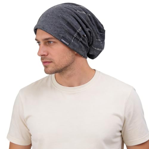 Ruphedy Men Slouchy Beanie Summer Long Oversize Thin Lightweight Skull Cap B011h - color: B402-grey, size: One Size
