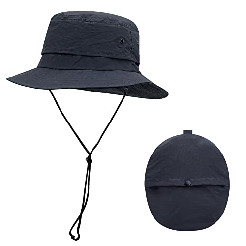 Croogo Sun Hats for Women UV Protection Summer Bucket Hat Waterproof Packable Fishing Hats Wide Brim Hiking Hat Gardening Hat - color: Afh02-blue