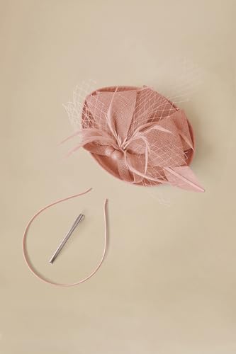 BABEYOND Fascinators Hats for Women Tea Party Pillbox Sinamay Derby Hat - color: Nude Pink