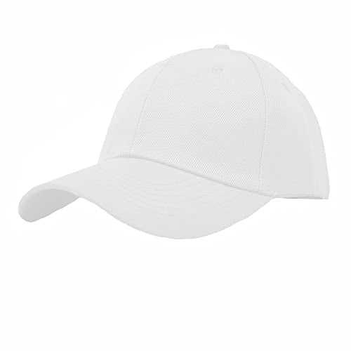 Glory Max Plain Baseball Cap Hook & Loop Strap Adjustable Solid Blank Curved Visor Hat - color: White