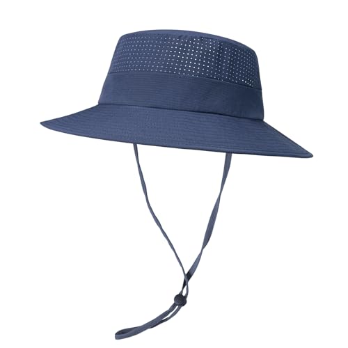 VOBOOM Unisex Wide Brim UV Protection Fishing Sun Hat - color: Navy