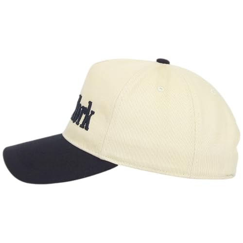 E BY ELIDAN New York Trucker Snapback Hat 3D Embroidered Baseball Cap - color: Cream Black
