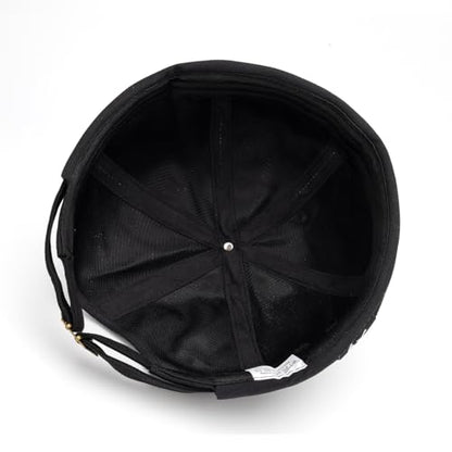 Mens Docker Cap Brimless Skullcap Sailor Cap Rolled Cuff Retro Beanie Hat - color: Double Heart Black