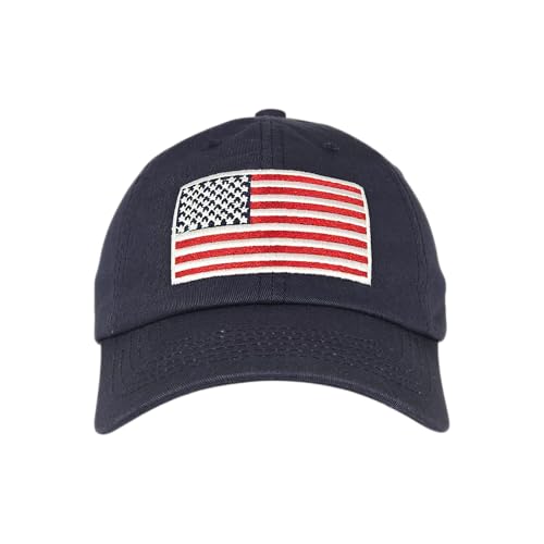 E BY ELIDAN USA Hat, Embroidered American Flag Baseball Cap for Men Women - color: Navy