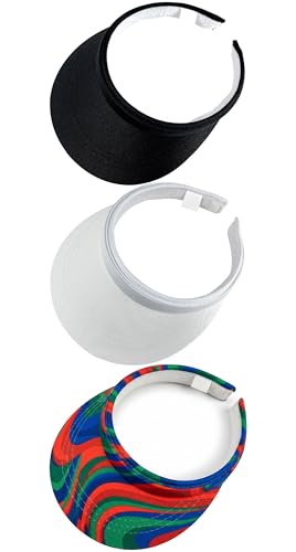 3 Pack Sports Sun Visor Hat Women Men Adjustable Clip On Visors Outdoor Golf Beach Cap - color: Multicolor1, White, Black