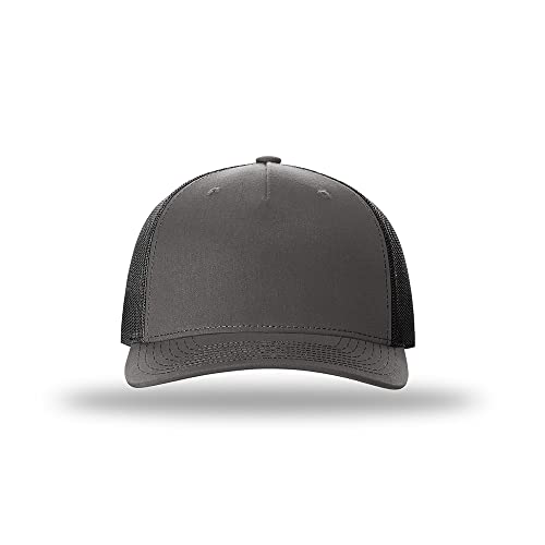 Richardson 112FP & 112PFP Classic Fit Five-Panel Snapback Trucker Cap |OSFM - color: Charcoal/Black