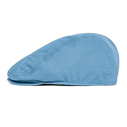 BOTVELA Men Cotton Twill Newsboy Flat Hat Fitted Cap - color: Light Blue, size: 7 3/8