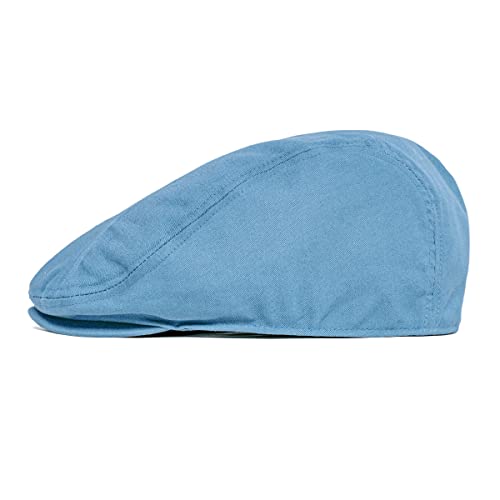 BOTVELA Men Cotton Twill Newsboy Flat Hat Fitted Cap - color: Light Blue, size: 7 3/8