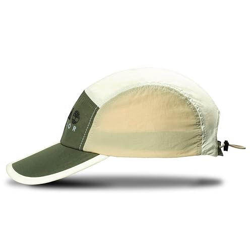Timberland Mens Split Brim Foldable Camp Hat, Adjustable Panel Hat, Lightweight - color: Antique White Multi (Dark Green)